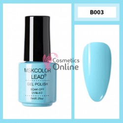 Oja Semipermanenta MSKCOLOR LEAD Soak Off UV/LED Cod 003 Blue Sky + 1 Pigment oglinda Cadou